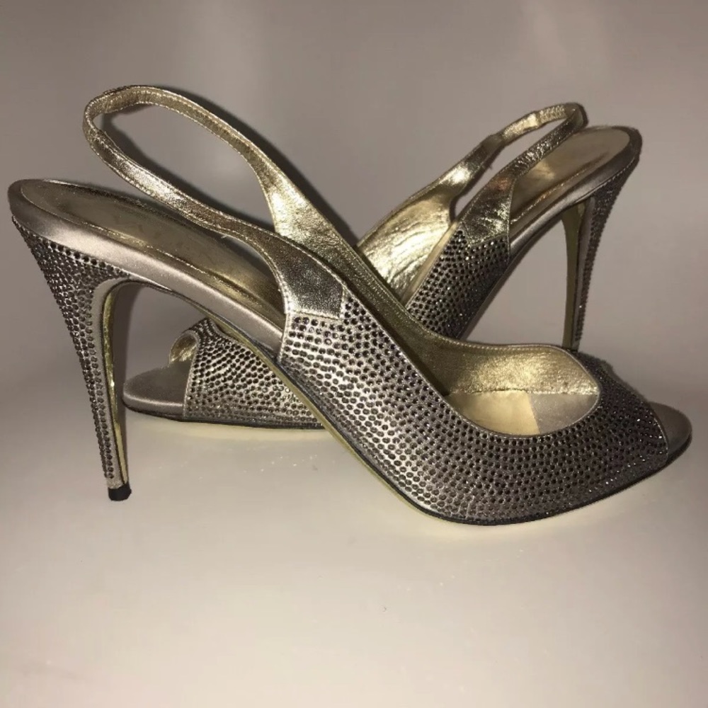 Valentino with Swarovski  slingback peep toe shoe